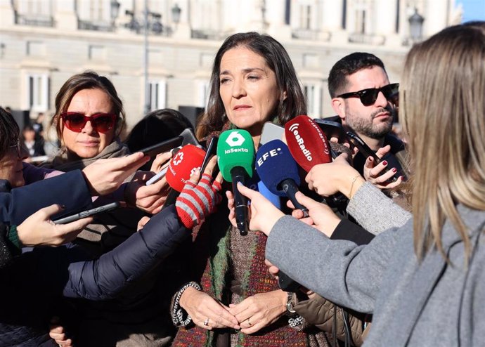 La portavoz del grupo municipal Socialista en el Ayuntamiento de Madrid, Reyes Maroto, durante el acto institucional organizado por el Ayuntamiento de Madrid con motivo del Día de la Constitución 