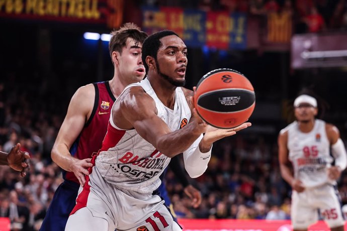 Trent Forrest of Baskonia in action during the Turkish Airlines Euroleague, match played between FC Barcelona and Baskonia Vitoria-Gasteiz at Palau Blaugrana on November 08, 2024 in Barcelona, Spain.