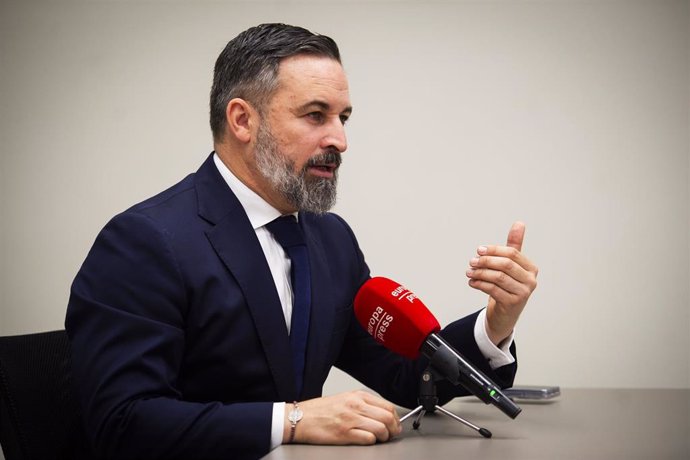 El líder de VOX, Santiago Abascal, durante una entrevista para Europa Press, a 29 de noviembre de 2024, en Madrid (España).