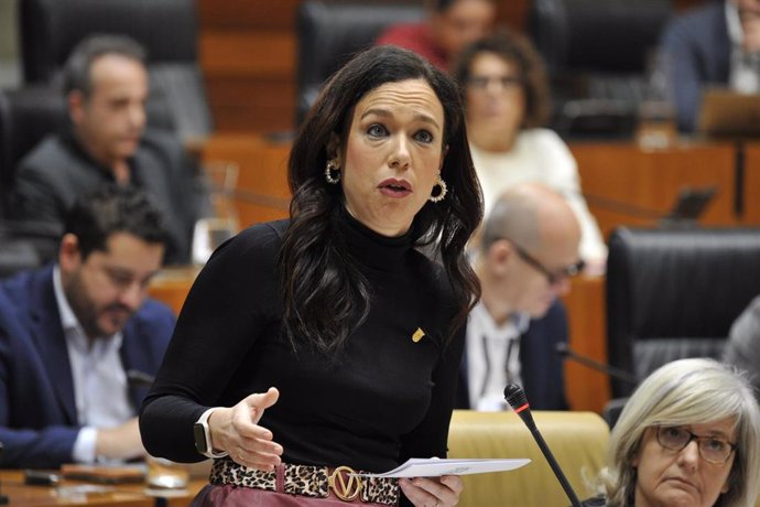 La consejera de Salud y Políticas Sociales, Sara García Espada, en el pleno de la Asamblea