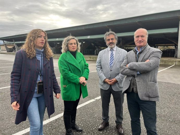 El diputado regional del Partido Popular y portavoz de Medio Rural, Luis Venta, visita el mercado de Pola de Siero.