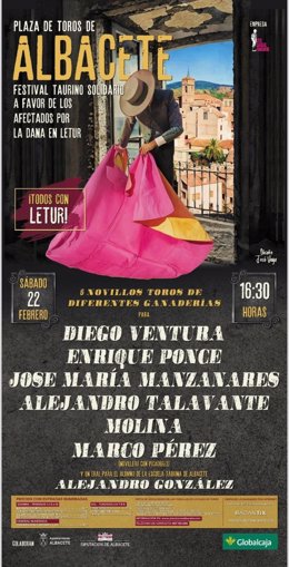 Cartel del festival taurino en favor de los damnificados de Letur.