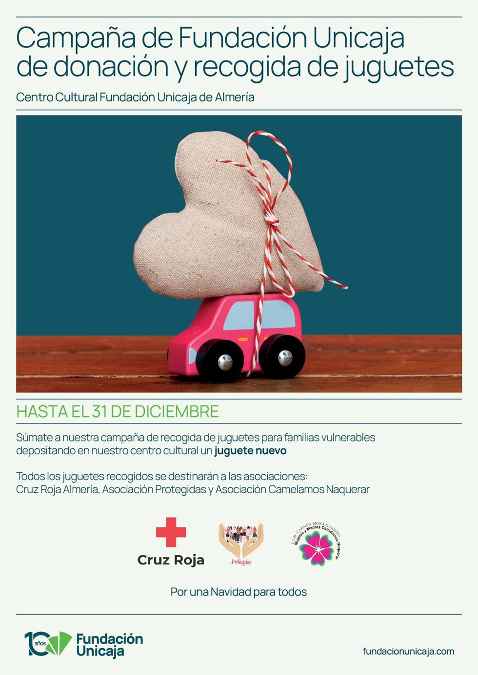 Cartel de donación y recogida de juguetes en Almería.