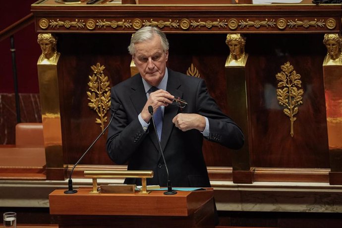 Michel Barnier, primer ministro de Francia, habla en la Asamblea Nacional