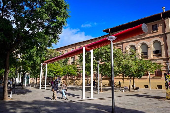 La escultura de la plaza del Tub, tras los trabajos de rehabilitación y limpieza.