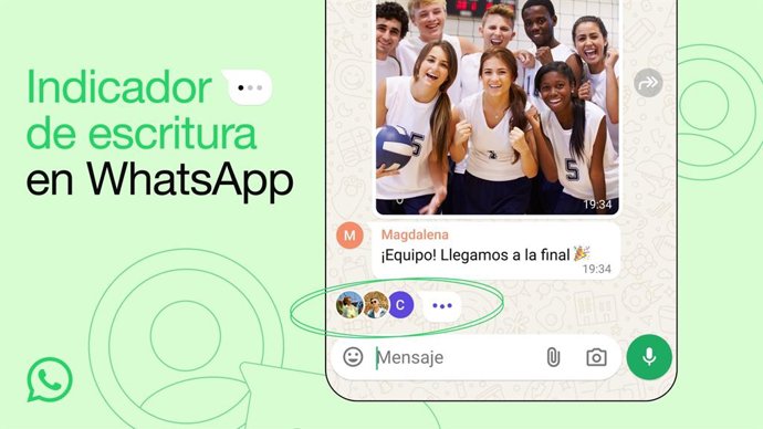 Indicador de escritura de WhatsApp