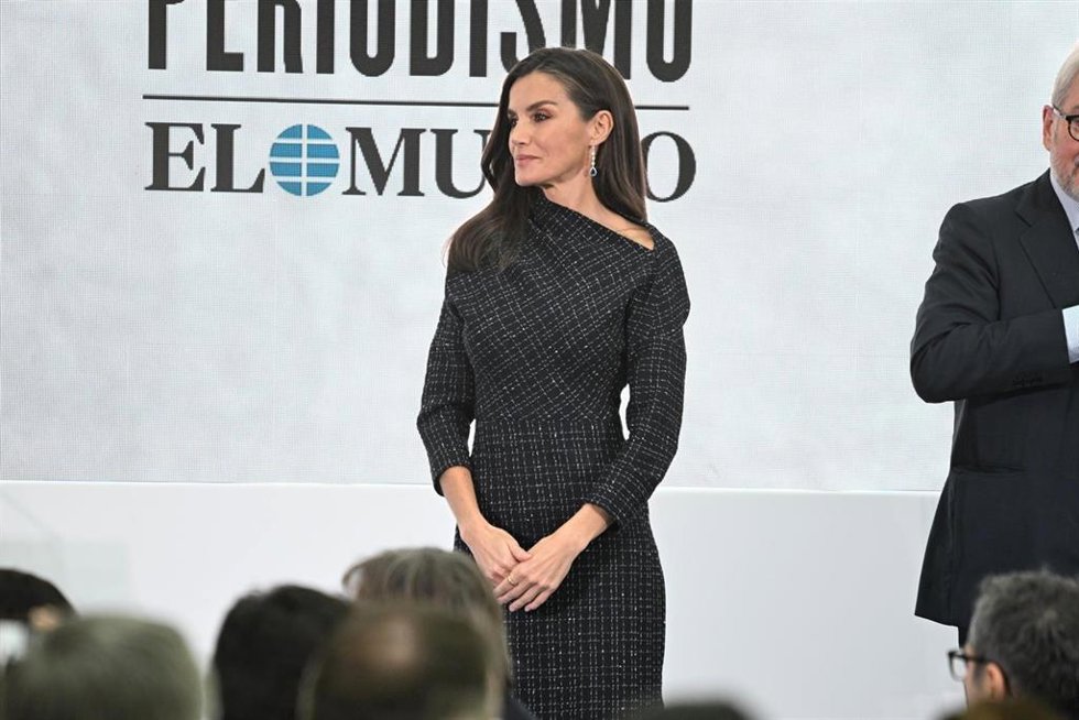 La Reina durante la conmemorativa del 35 aniversario de 'El Mundo' y entrega de la XXII edición de los Premios Internacionales de 'El Mundo', a 05 de diciembre de 2024, en Madrid (España).