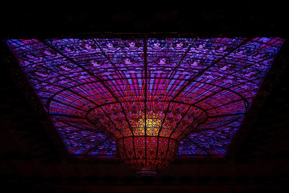 Archivo - Vista de la nueva iluminación del Palau de la Música, en el Palau de la Música de Barcelona, a 25 de enero de 2024, en Barcelona