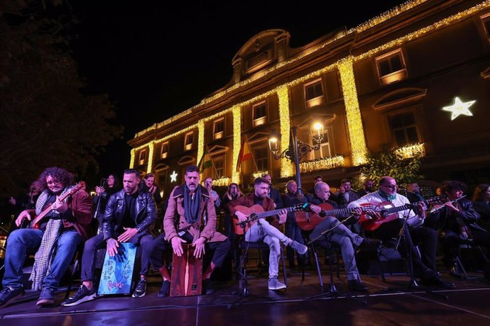 Inauguración del alumbrado de Navidad en la fachada del Palacio provincial de la Diputación de Cádiz.