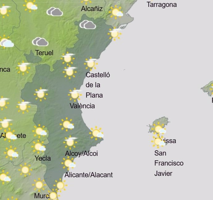 Predicción meteorológica del 6 de diciembre de 2024 en la Comunitat Valenciana