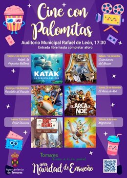 Cartel 'Cine con palomitas', iniciativa del Consistorio tomareño.