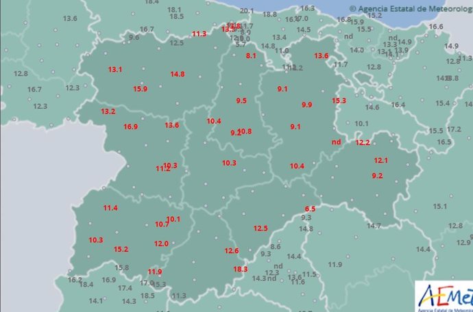 Temperaturas en CyL este viernes