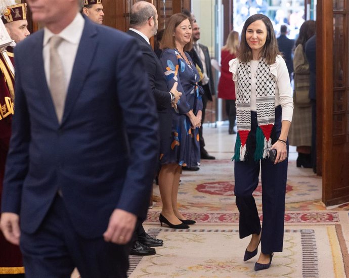 La secretaria general de Podemos, Ione Belarra, durante el acto institucional por el Día de la Constitución, en el Congreso de los Diputados, a 6 de diciembre de 2024, en Madrid (España).