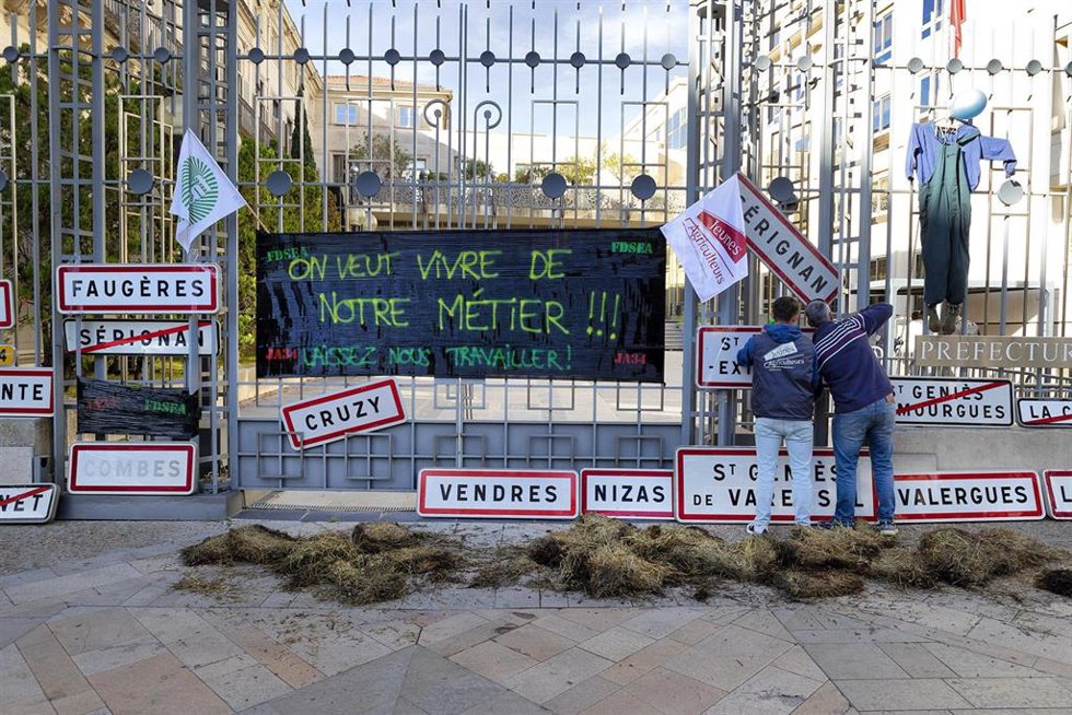 Protesta de agricultores en Francia por las negociaciones del acuerdo comercial entre la UE y Mercosur