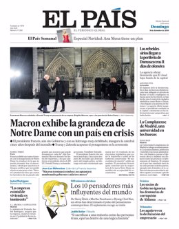 Portada del diario El País del domingo 8 de diciembre de 2024