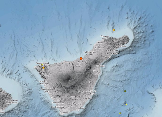 Terremoto registrado por el IGN en el norte de Tenerife