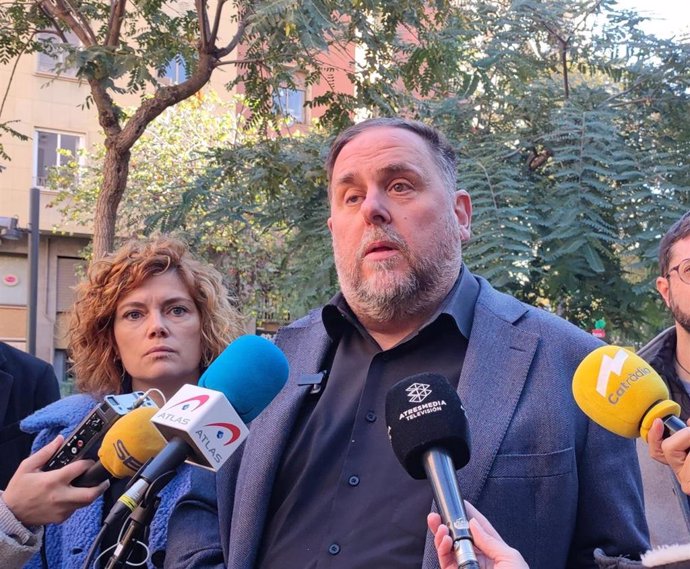 El exlíder de ERC y candidato de 'Militància Decidim' a revalidar el cargo, Oriol Junqueras, en declaraciones