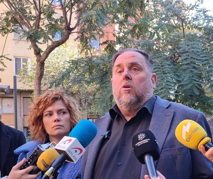 El exlíder de ERC y candidato de 'Militància Decidim' a revalidar el cargo, Oriol Junqueras, en declaraciones.