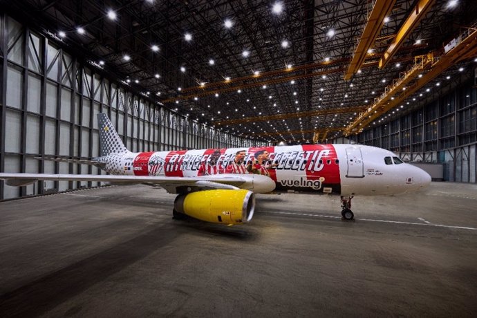 Avión de Vueling personalizado con la imagen del Athletic Club