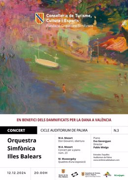 Cartel del concierto benéfico de la Orquestra Simfònica de Balears a los afectados por la DANA de Valencia.