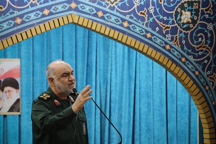 Archivo - April 5, 2024, Tehran, Iran: Head of Iran's Islamic Revolutionary Guard Corps (IRGC) HOSSEIN SALAMI addresses during a Friday prayer ceremony after International Quds Day rallies at the University of Tehran. Salami said the Israeli regime will c