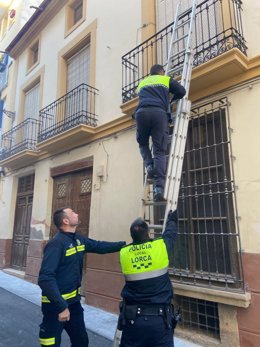 Imagen de la intervención llevada a cabo por la Policía Local de Lorca