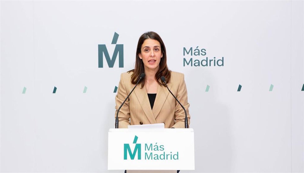 La portavoz de Más Madrid, Rita Maestre, en la rueda de prensa de este martes, 10 de diciembre, para explicar las enmiendas a los Presupuestos de 2025 del Ayuntamiento de Madrid