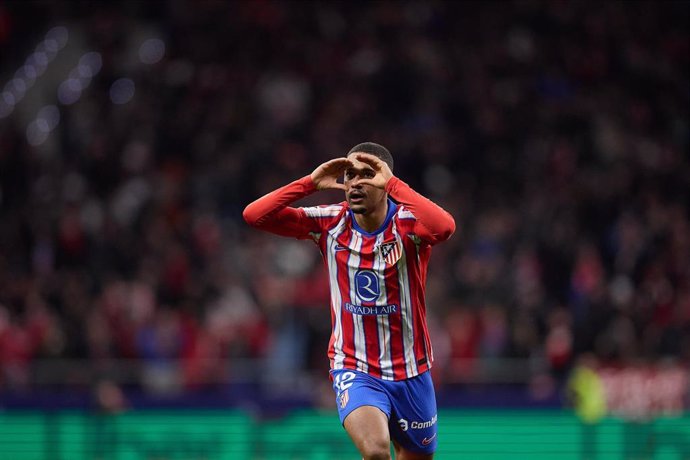 El jugador del Atlético de Madrid Samu Lino celebrando un gol.