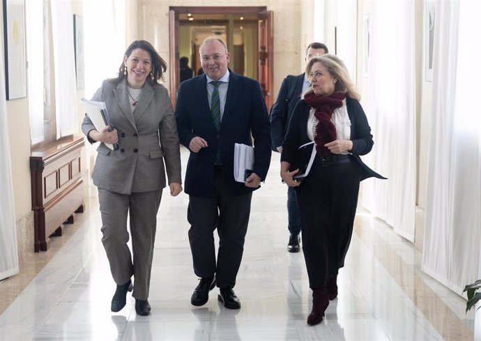 El portavoz del PP en el Congreso, Miguel Tellado (c), a su llegada a una reunión de la Junta de Portavoces, en el Congreso de los DIputados, a 10 de diciembre de 2024, en Madrid (España).