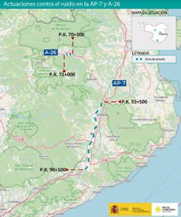 Archivo - Actuaciones contra el ruido en la AP-7 y la A-26