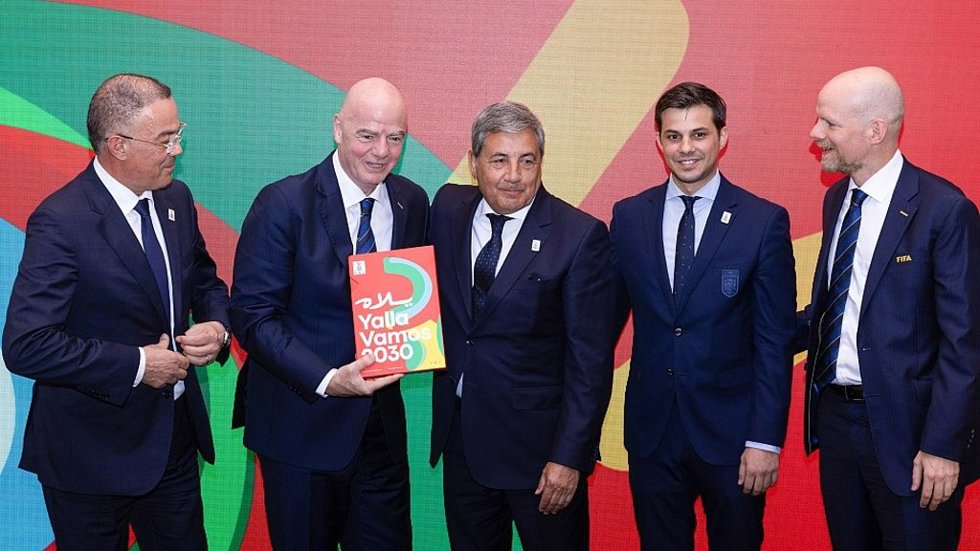Archivo - España, Portugal y Marruecos en el momento de presentar a la FIFA el dosier de la candidatura conjunta del Mundial 2030