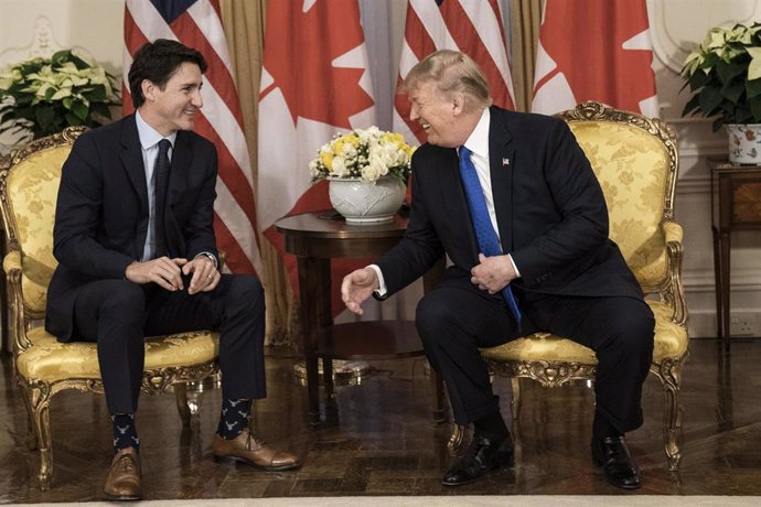 Archivo - El presidente electo de Estados Unidos, Donald Trump, y el primer ministro de Canadá, Justin Trudeau