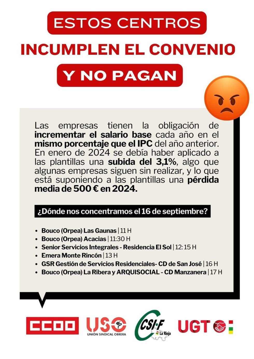 Movilizaciones previstas