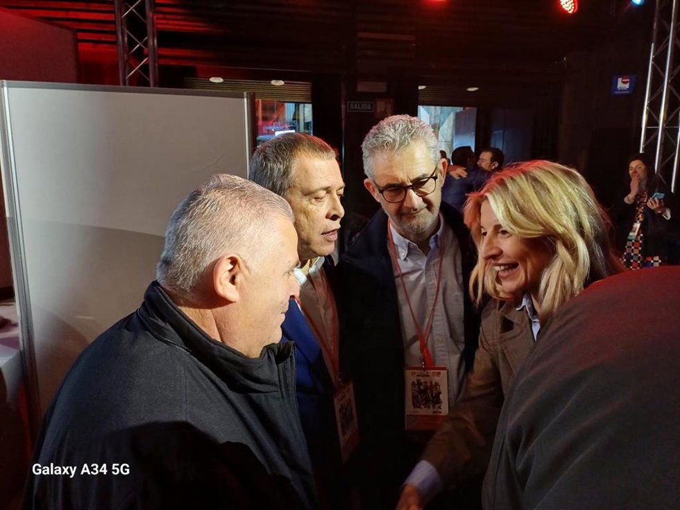 Los representantes de UGT con Yolanda Díaz