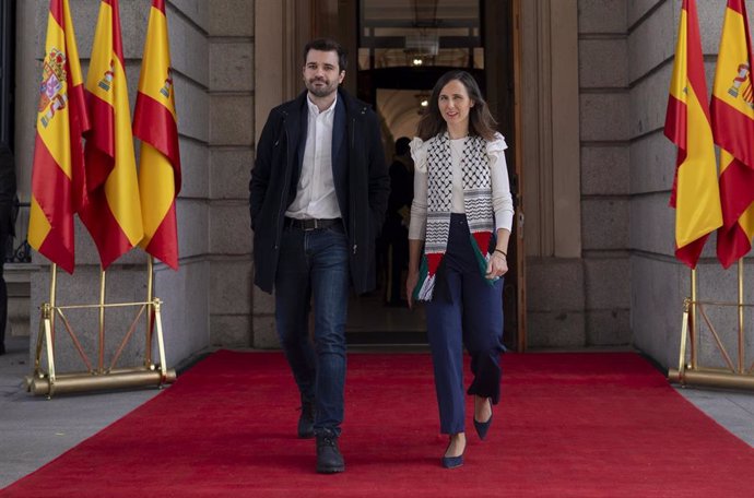 La secretaria general de Podemos, Ione Belarra, tras el acto institucional por el Día de la Constitución, en el Congreso de los Diputados, a 6 de diciembre de 2024, en Madrid (España).