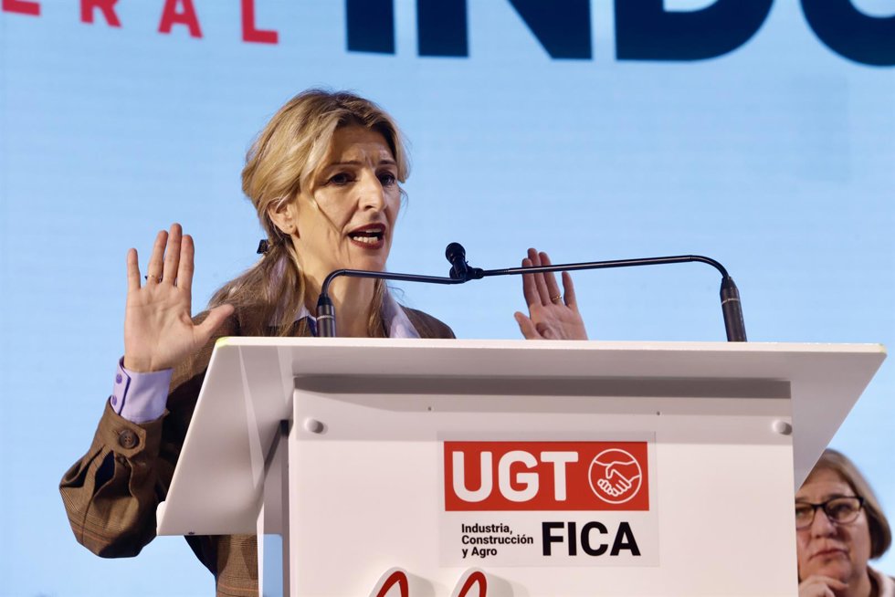 La ministra de Trabajo y Economía Social, Yolanda Díaz, en la inauguración del 29 Congreso de UGT FICA en Málaga