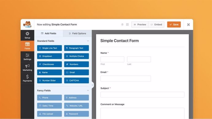 El complemento de formularios para WordPress WPForms.