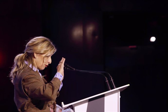 La ministra de Trabajo y Economía Social, Yolanda Díaz, interviene durante la inauguración del 29 Congreso de UGT FICA Andalucía 