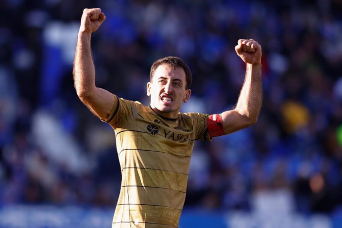 El jugador de la Real Sociedad Mikel Oyarzabal celebrando el triunfo de su equipo ante el Leganés.