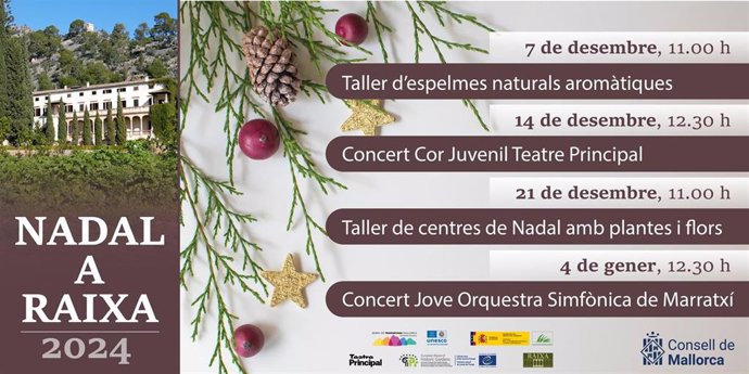 Programa de las actividades navideñas organizadas en Raixa.