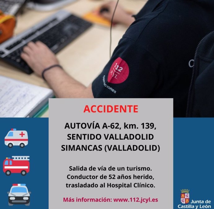 Información sobre el accidente compartida por el 112 Castilla y León.