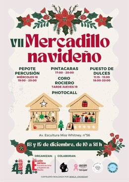 Cartel del VII Mercadillo de Artesanías de Navidad de la Escuela de Arte León Ortega.