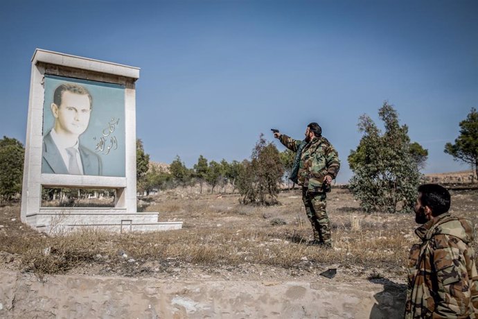 Una fotografía del derrocado presidente sirio Bashar al Assad