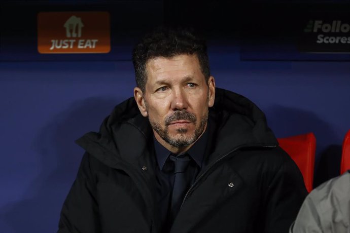 El entrenador del Atlético de Madird, Diego Pablo Simeone, durante el partido de Liga de Campeones ante el Slovan de Bratislava.