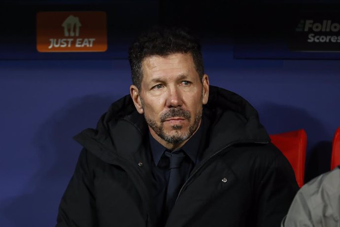 Diego Pablo Simeone, head coach of Atletico de Madrid, looks on during the UEFA Champions League 2024/25 League Phase MD6 match between Atletico de Madrid and SK Slovan Bratislava at Riyadh Air Metropolitano stadium on December 11, 2024 in Madrid, Spain.