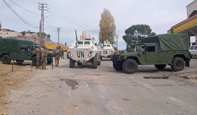 Efectivos de la Fuerza Interina de Naciones Unidas para Líbano (FINUL) en Jiam, sur de Líbano