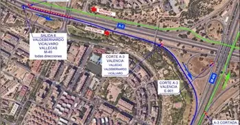 Corte de la circulación este fin de semana en la A-3 por las obras de las pasarelas peatonales en Villa de Vallecas