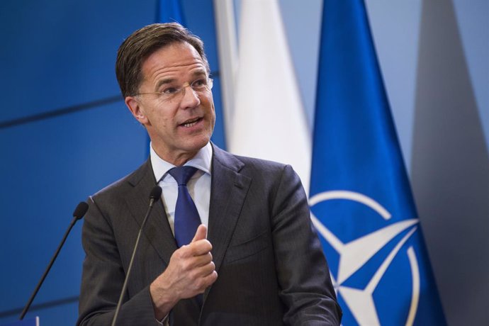 November 13, 2024, Warsaw, Masovian Voivodeship, Poland: The Secretary General of NATO (North Atlantic Treaty Organization), Mark Rutte speaks at a press conference with PM Donald Tusk (not in view). The Secretary General of NATO (North Atlantic Treaty Or