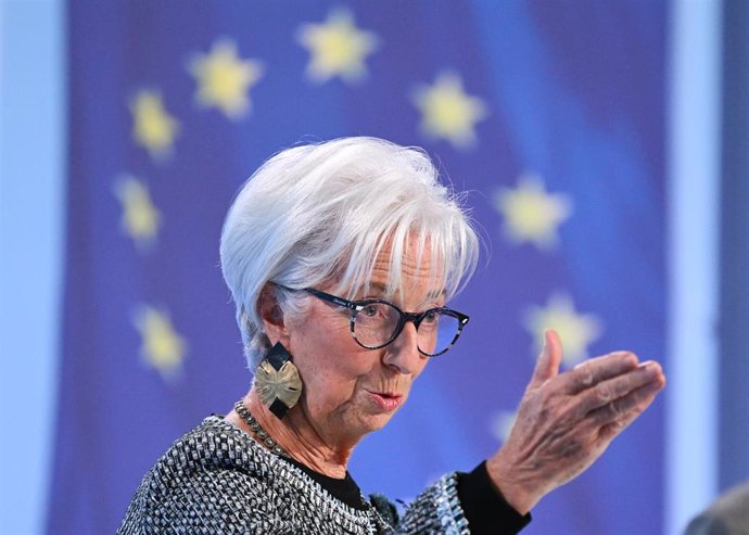 12 December 2024, Hesse, Frankfurt_Main: Christine Lagarde, President of the European Central Bank (ECB), speaks during a press conference, following a meeting of Europe's highest monetary authorities. Photo: Arne Dedert/dpa