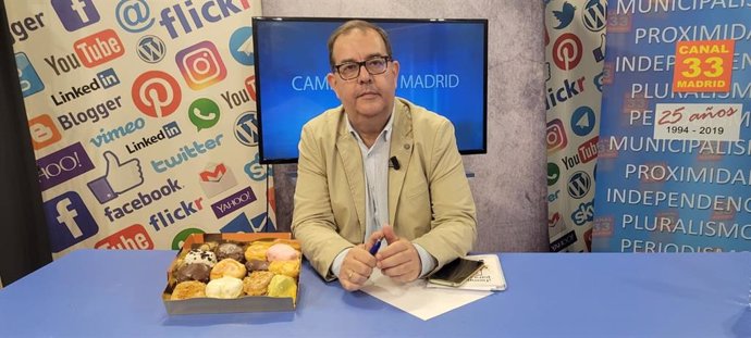 El alcalde de Morata de Tajuña, Fernando Villalaín, en una entrevista en Canal 33 TV